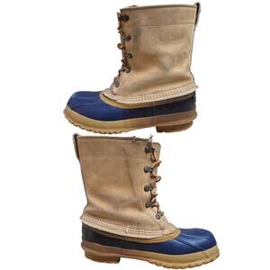L.L. Bean Blue Brown 10" Felt Inserts Vintage Maine Hunting Shoes Boots Men's 7